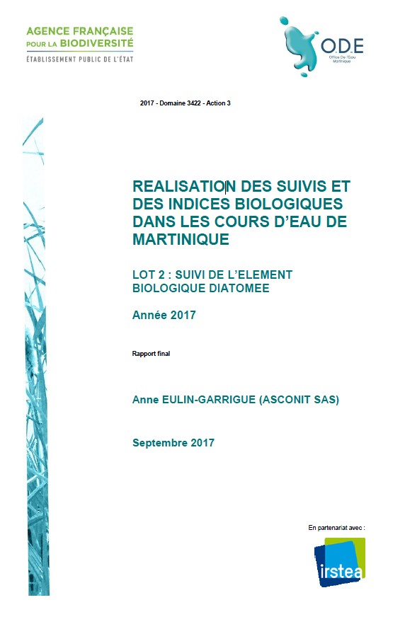 Rapport 2017 de la réalisation des suivis et des indices biologiques dans les cours d'eau de Martinique